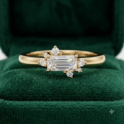 0.300 ct Baguette & Round Cut Lab Grown Diamond Unique Wedding Band