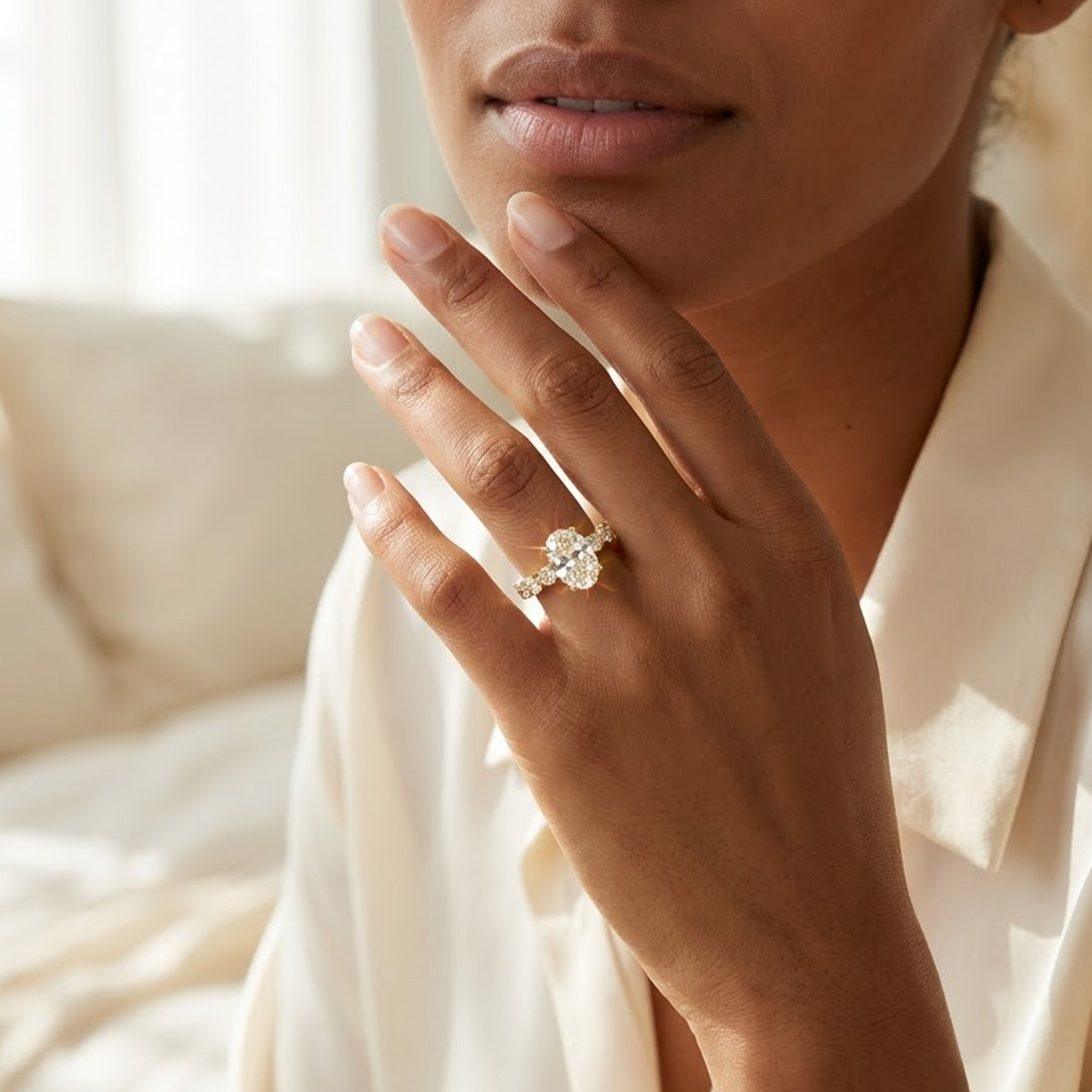 1 carat oval lab grown diamond engagement ring