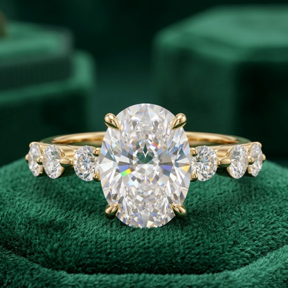 oval cut lab grown diamond gold ring