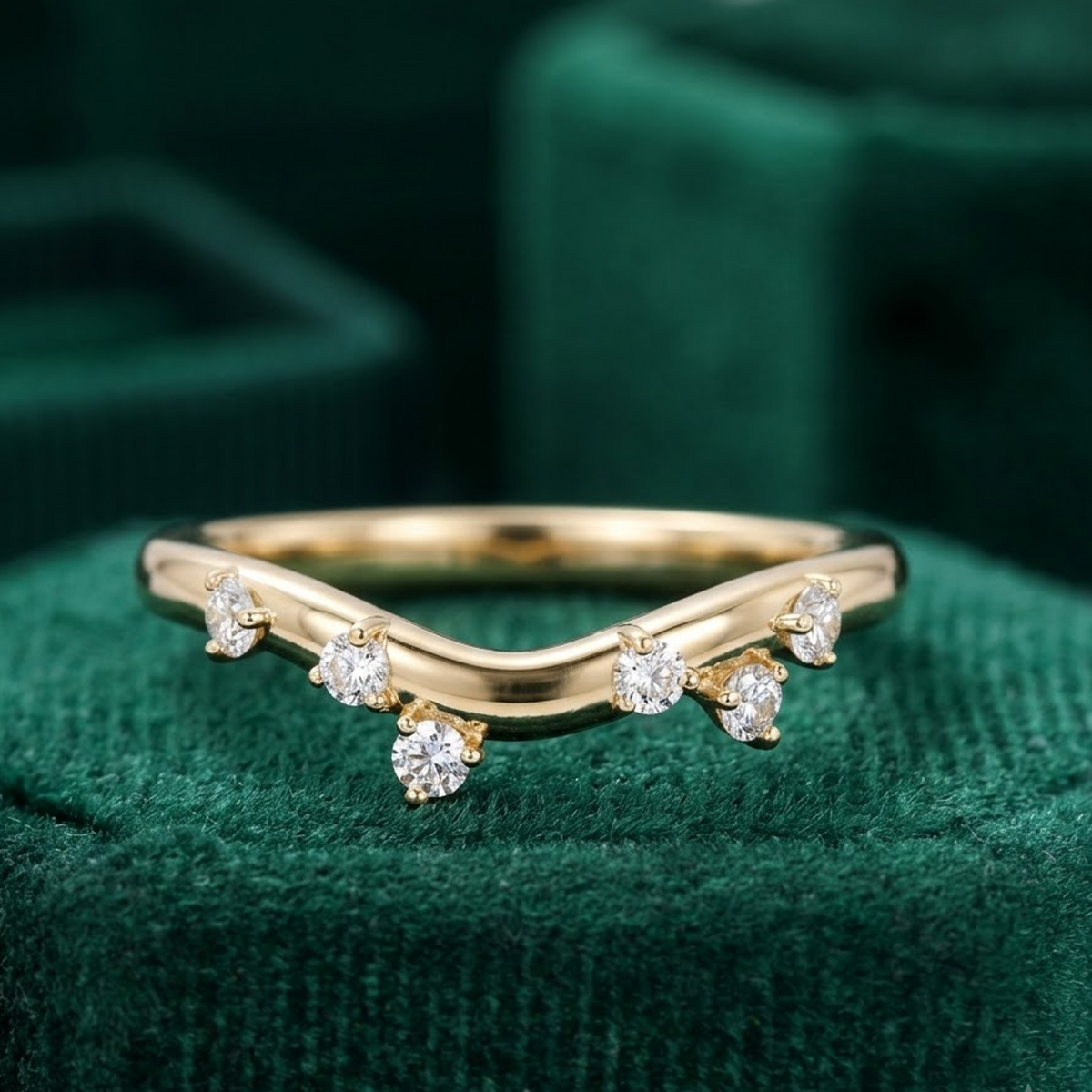 14K yellow gold round lab grown diamond wedding band