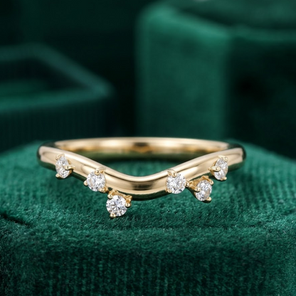 14K yellow gold round lab grown diamond wedding band