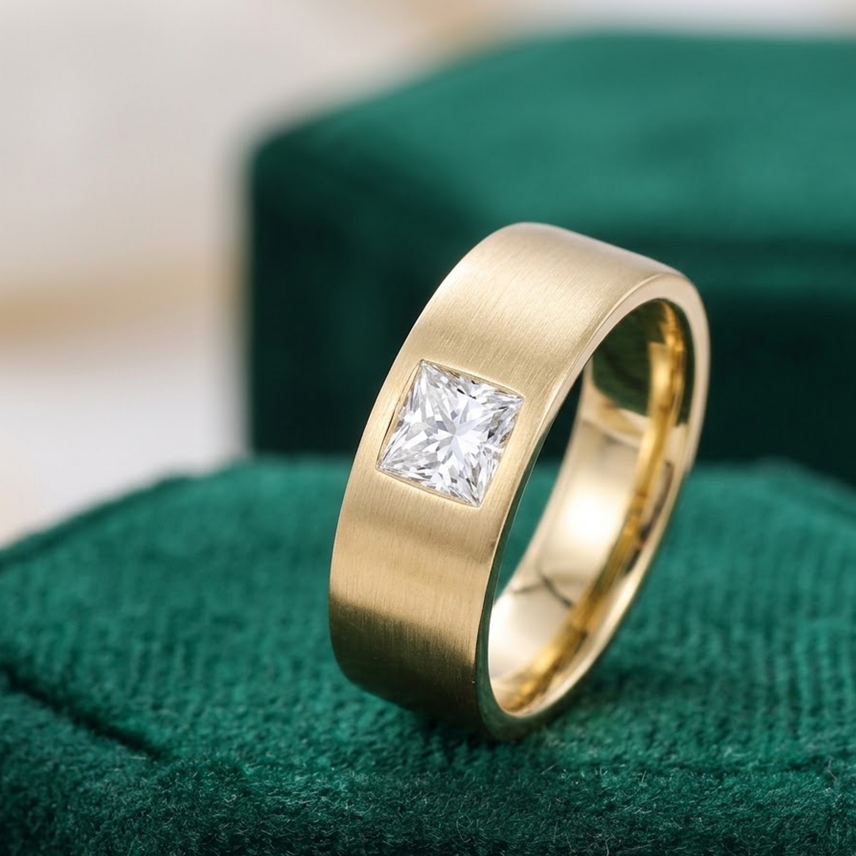 modern lab grown diamond wedding band