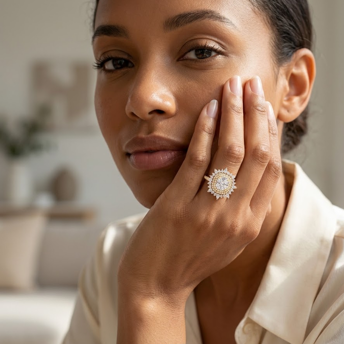 1 carat cushion cut lab grown diamond engagement ring