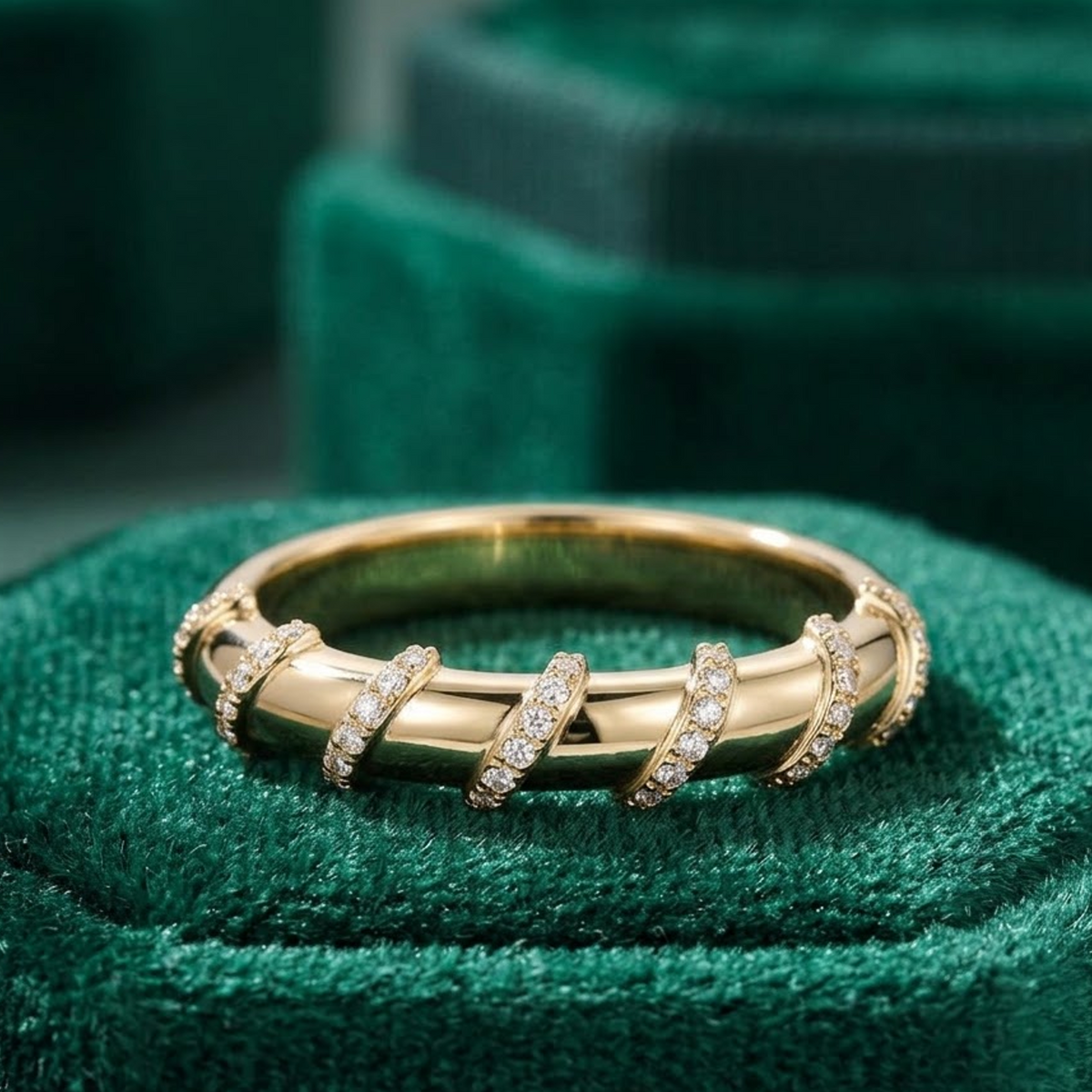 14K yellow gold lab grown diamond wedding band