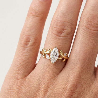 1.20ct Marquise Cut Lab Grown Diamond Leaf Engagement Ring