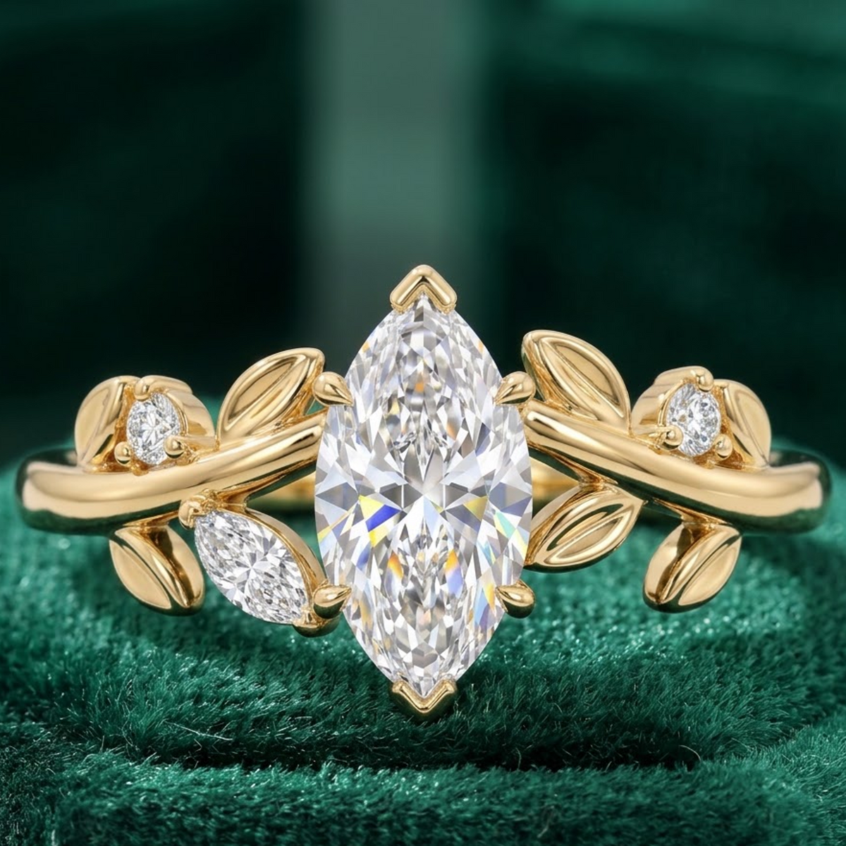 gold marquise engagement ring​

