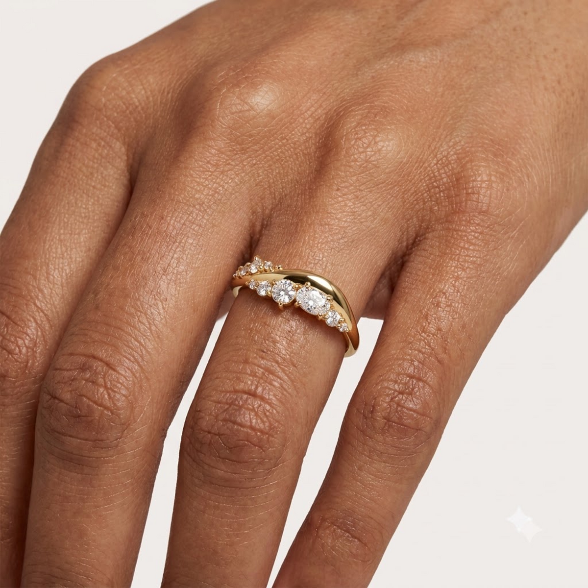 0.500 ct Oval & Round Cut Lab Grown Diamond Curved Wedding Band