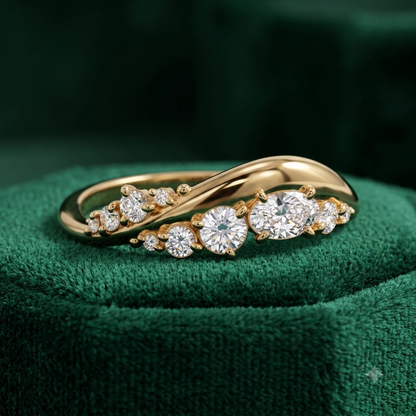 0.500 ct Oval & Round Cut Lab Grown Diamond Curved Wedding Band