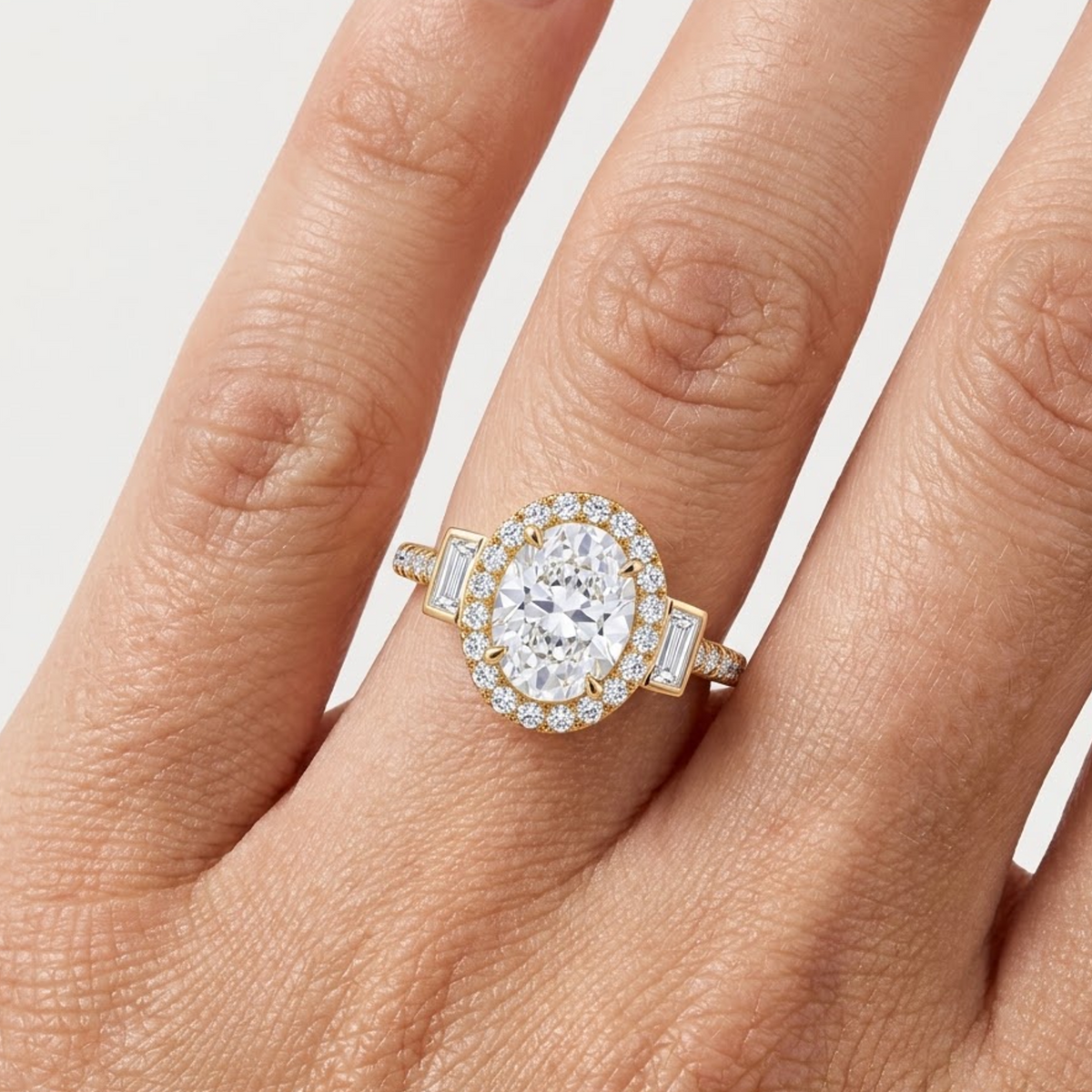 oval halo engagement rings yellow gold​

