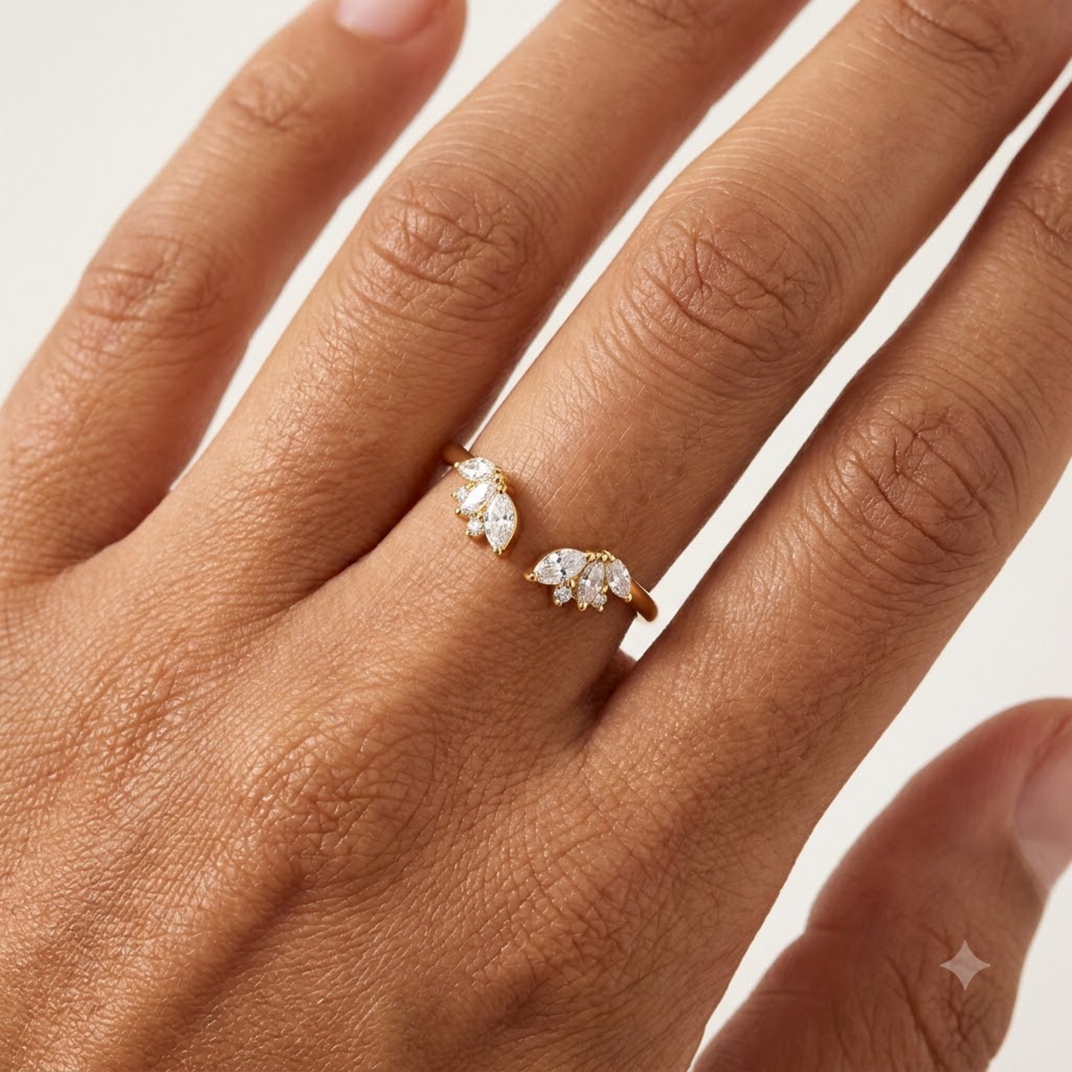 0.300 ct Marquise & Round Cut Lab Grown Diamond Open Curved Wedding Band