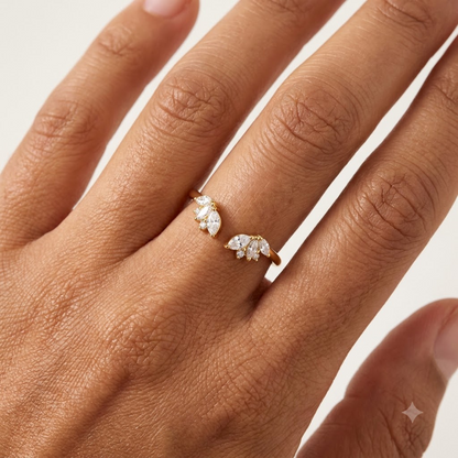 0.300 ct Marquise & Round Cut Lab Grown Diamond Open Curved Wedding Band
