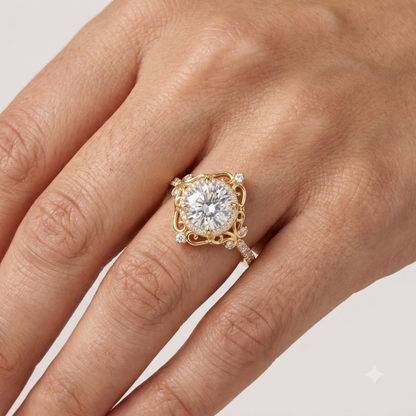 1.600ct  Round Cut Lab Grown Diamond Halo Engagement Ring