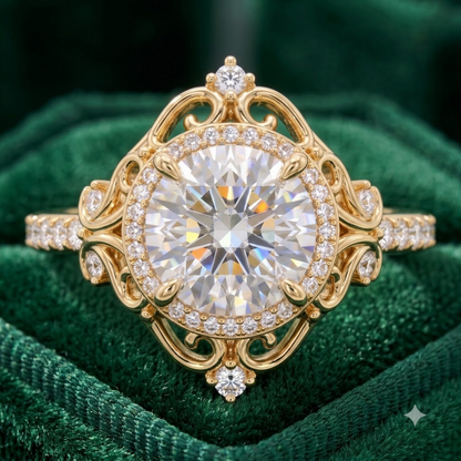 1.600ct  Round Cut Lab Grown Diamond Halo Engagement Ring