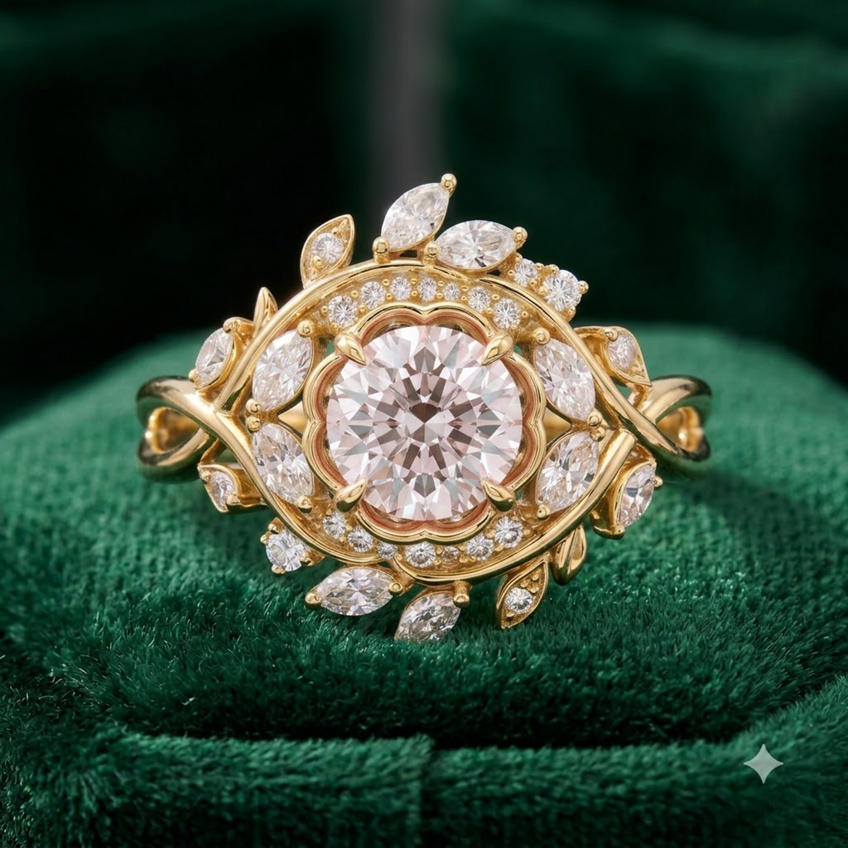 2.00ct  Round Cut Lab Grown Diamond Cluster Engagement Ring