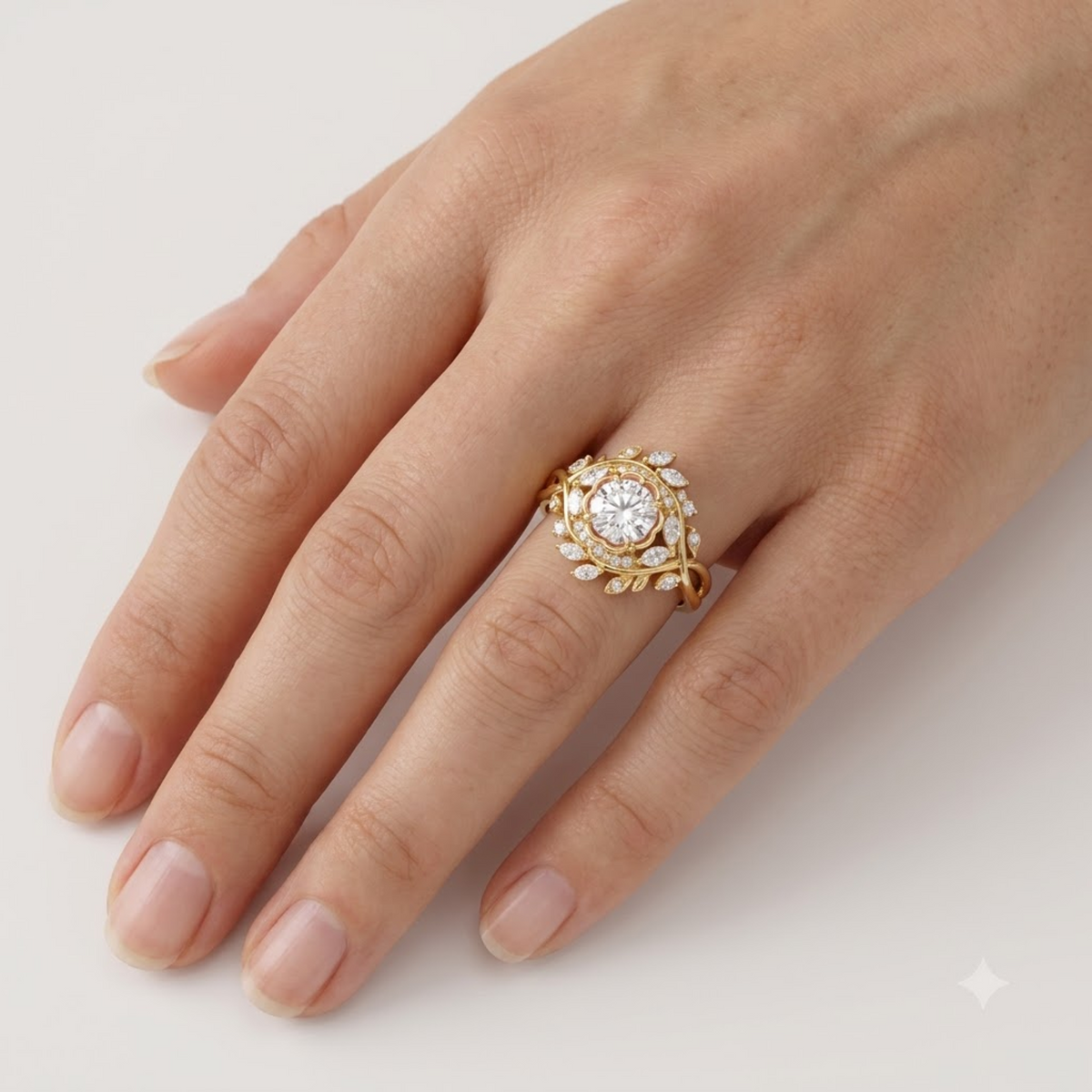 2.00ct  Round Cut Lab Grown Diamond Cluster Engagement Ring