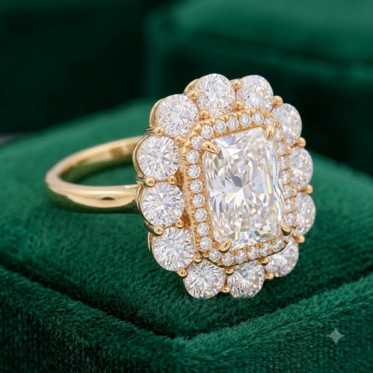 2.50ct Radiant Cut Lab Grown Diamond Halo Engagement Ring