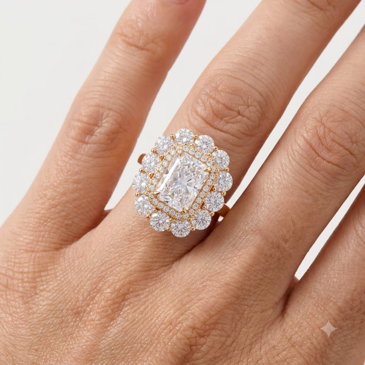 2.50ct Radiant Cut Lab Grown Diamond Halo Engagement Ring