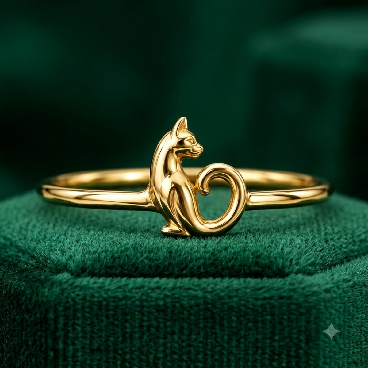 14K Gold Cat Ring, Cat Lover Gift, Cute Animal Ring