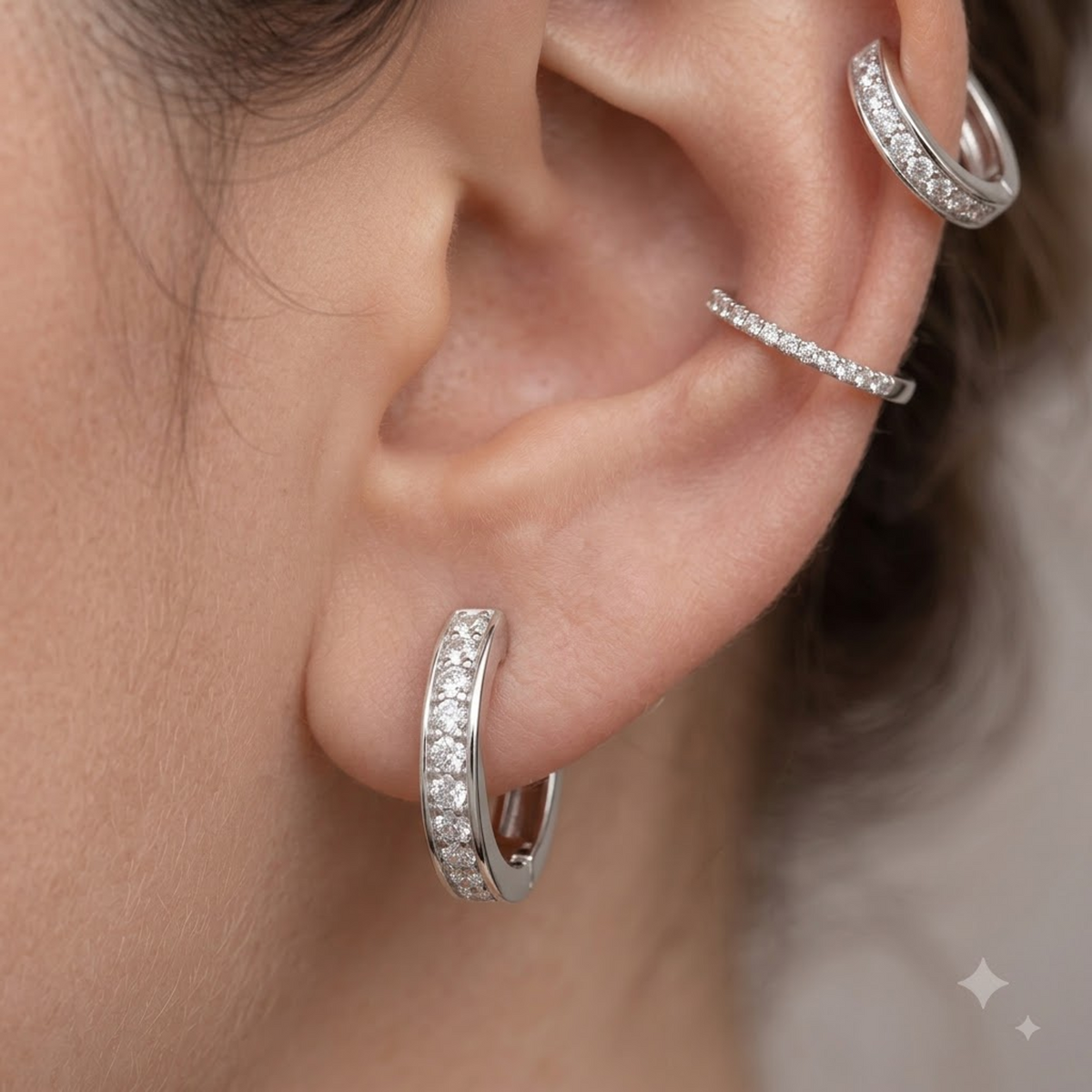 0.18 Ct Lab Grown Diamond Huggie Hoop Earrings | 14K Gold | Round Cut Diamonds