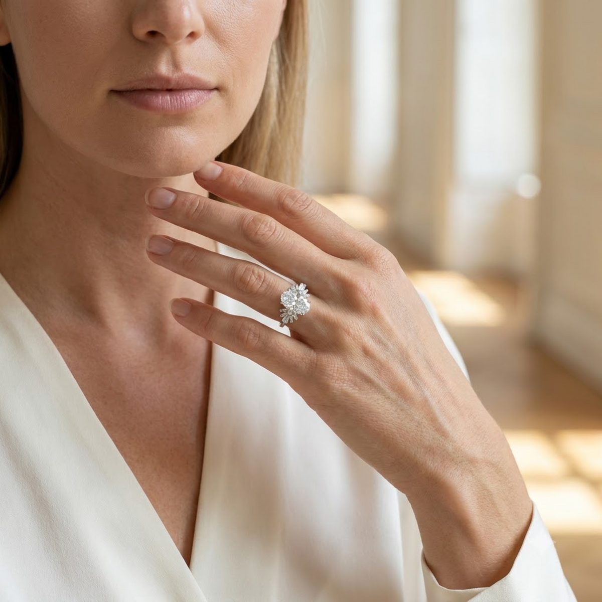1.00 Ct Oval Cut Lab Grown Diamond Engagement Ring | 2.00 Ct Total | 14K Gold