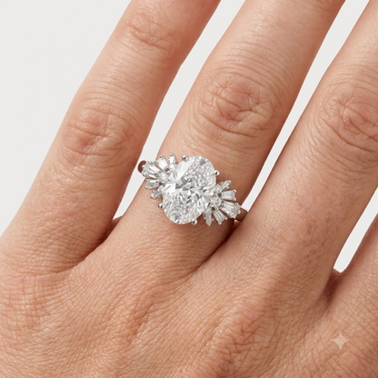 1.00 Ct Oval Cut Lab Grown Diamond Engagement Ring | 2.00 Ct Total | 14K Gold