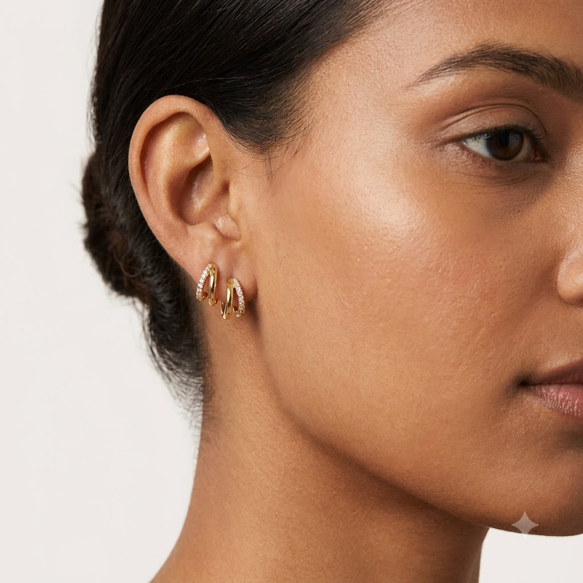 0.15 Ct Lab Grown Diamond Huggie Hoop Earrings | 14K Gold | Round Cut Diamonds