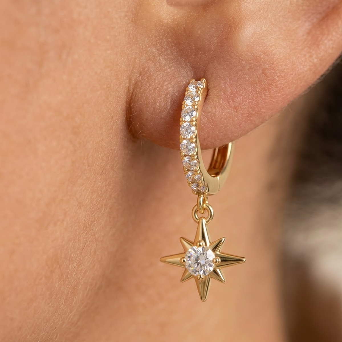 gold earrings with dangle​

