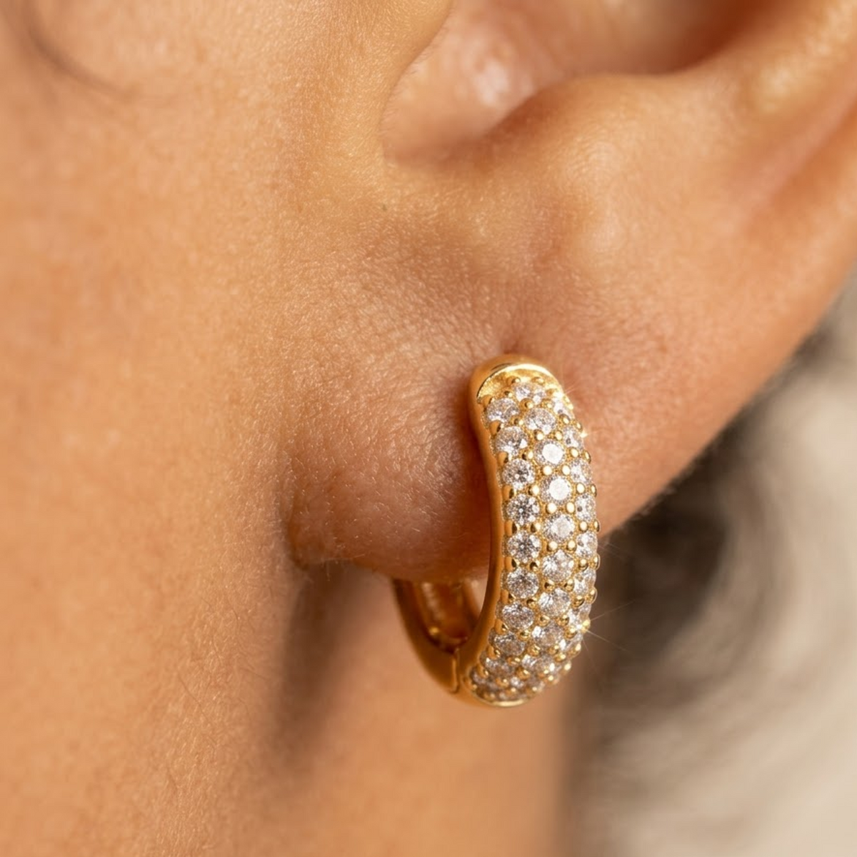 gold pavé hoop earrings