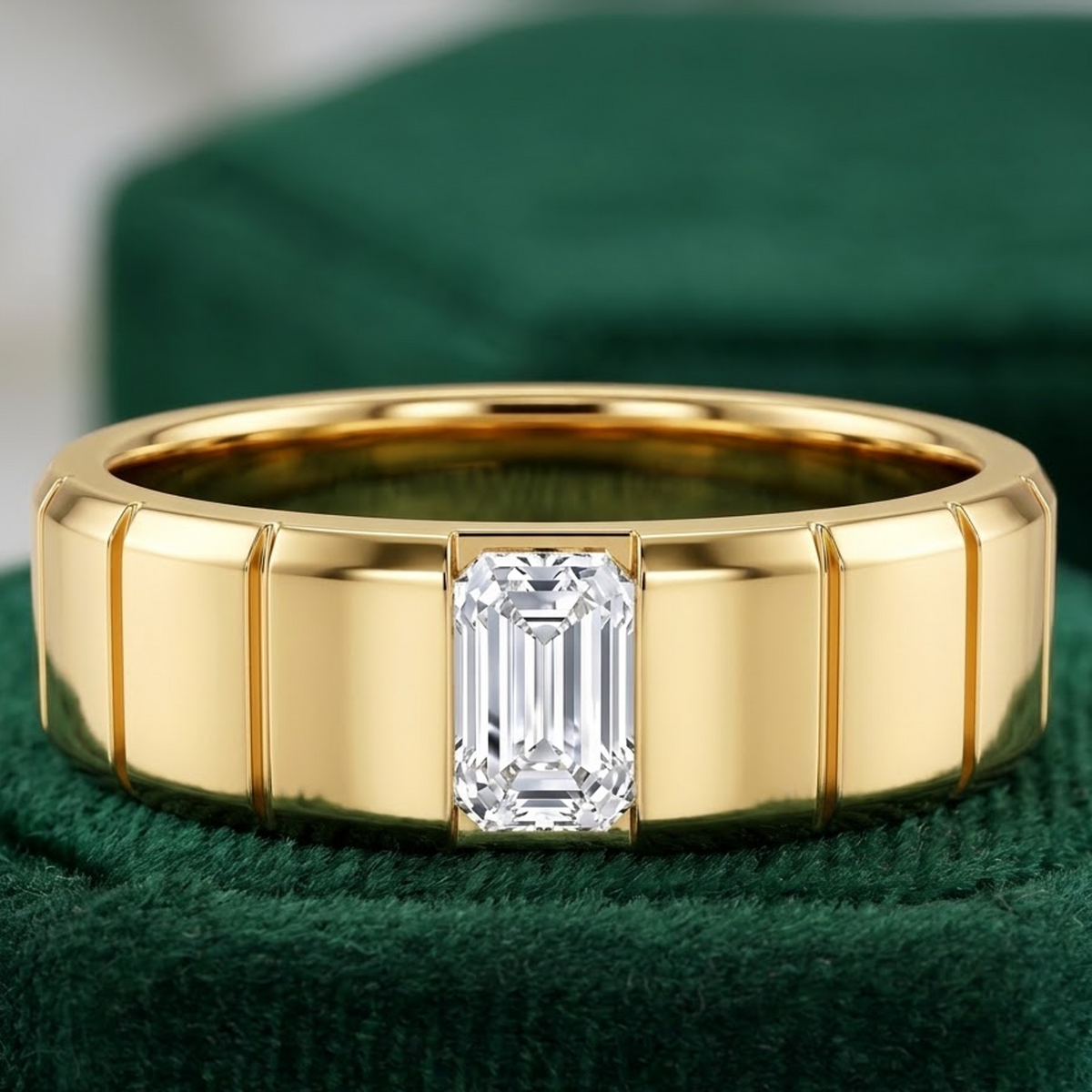 emerald men's wedding band​

