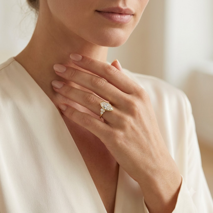 1.00 Ct Marquise Lab Grown Diamond Ring in 14K Gold | Amavida