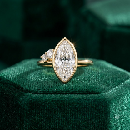 1.00 Ct Marquise Lab Grown Diamond Ring in 14K Gold | Amavida