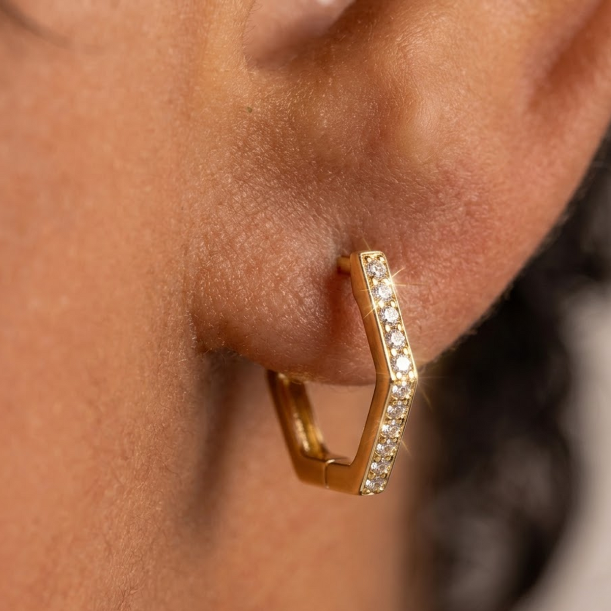14k gold hexagon hoop earrings​

