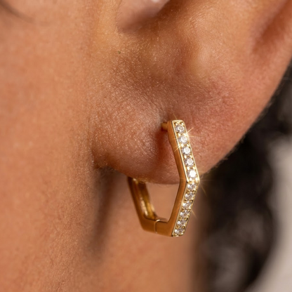 14k gold hexagon hoop earrings​

