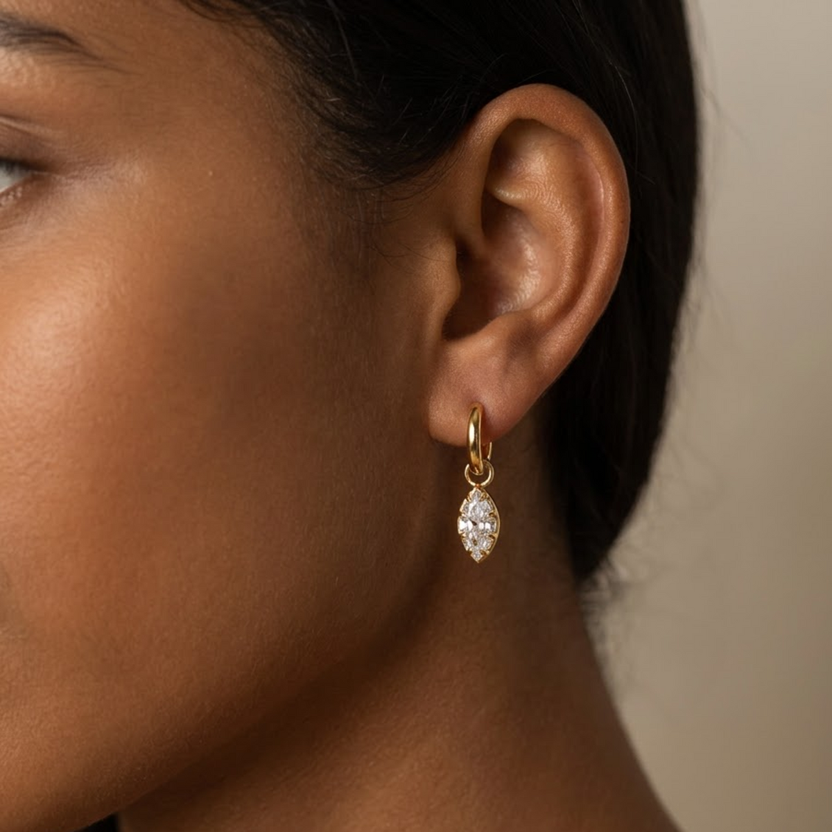 marquise hoop earrings