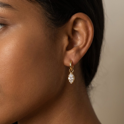 marquise hoop earrings