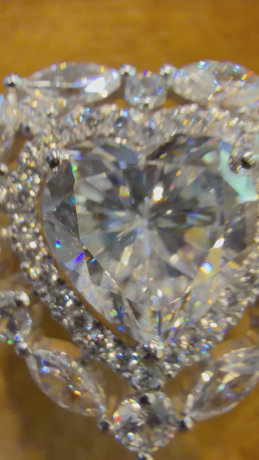 3.00CT Heart Cut Lab Grown Diamond Halo Engagement Ring