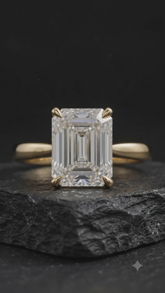 1.00 Ct Emerald Cut Lab Grown Diamond 14k solitaire Engagement Ring