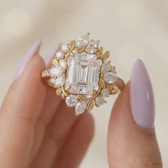 emerald cut lab grown diamond engagement ring