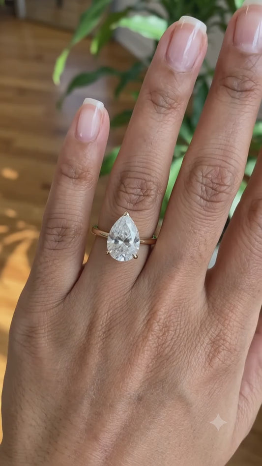 1.08 CT Pear Cut Lab Grown Diamond Solitaire Engagement Ring