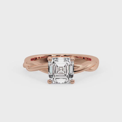 Elegant 2.00ct  Asscher Cut Lab Grown Diamond Solitaire Ring for Engagement