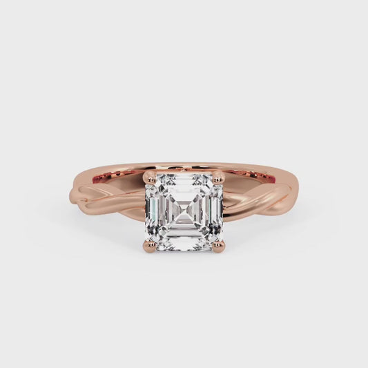 Elegant 2.00ct  Asscher Cut Lab Grown Diamond Solitaire Ring for Engagement