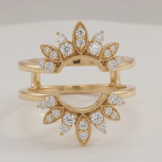 floral lab grown diamond open band ring