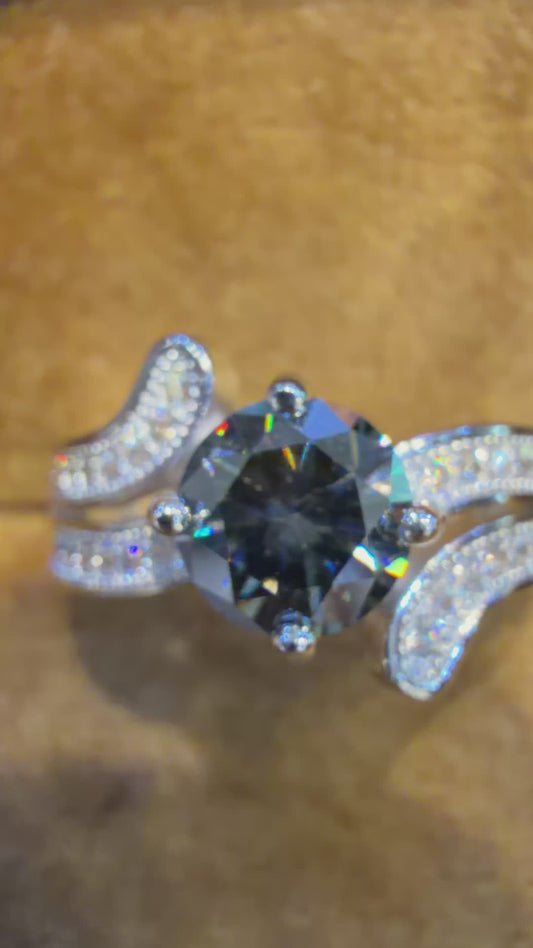 1.150ct Round Cut Lab Grown Black Diamond Engagement Ring