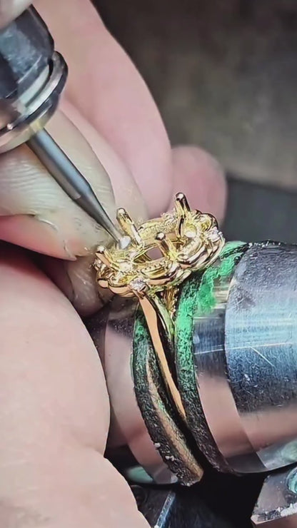 3.20ct Oval Cut Lab Grown Diamond Floral Engagement Ring