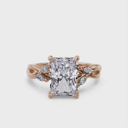1.5 Carat Radiant Cut Lab Grown Diamond Engagement Ring with Hidden Halo