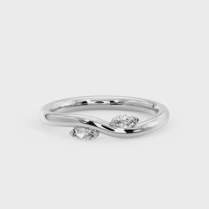 1/6Ct Marquise Cut Lab Grown Diamond Stacking Curved wedding band