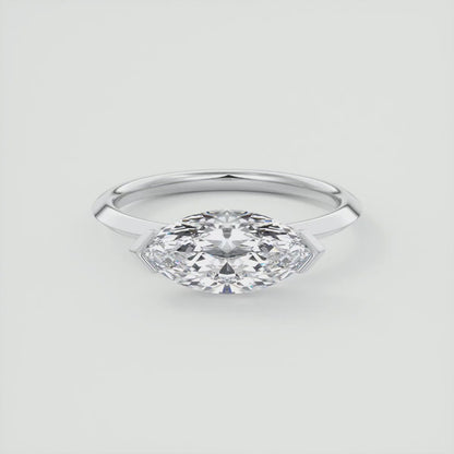 2.00Ct East West Marquise Cut Lab Grown Diamond Engagement Ring in 14k White Gold