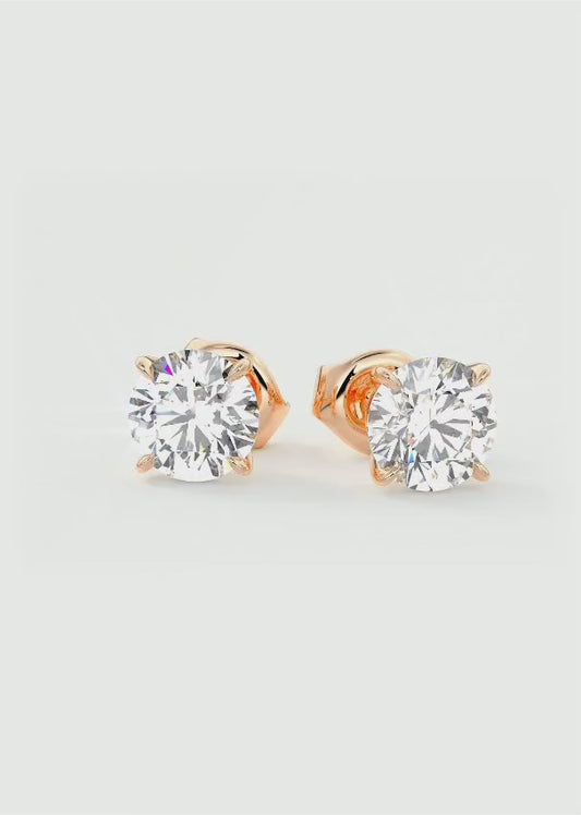 1/2ct Lab Grown Diamond Stud Earrings • 14K Yellow Gold Classic Solitaire Earrings
