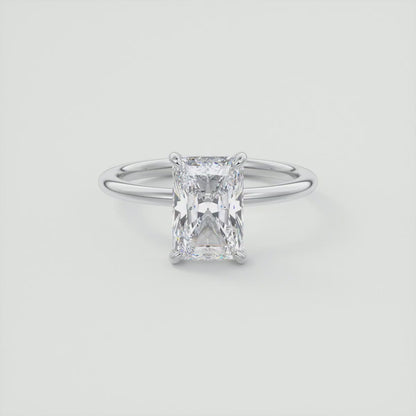 F/VS 2.00Ct Radiant Cut Lab Grown Diamond Hidden Halo Engagement Ring in 14k Yellow Gold
