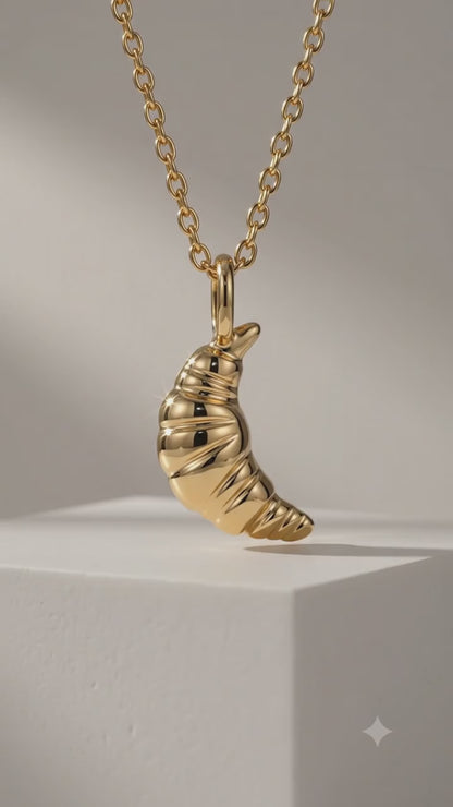 14K Gold Croissant Pendant Necklace